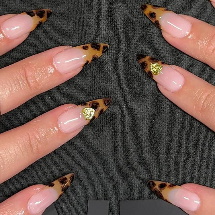 Cheetah print French tips