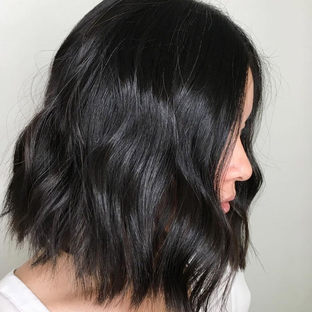 Dark asymmetrical bob