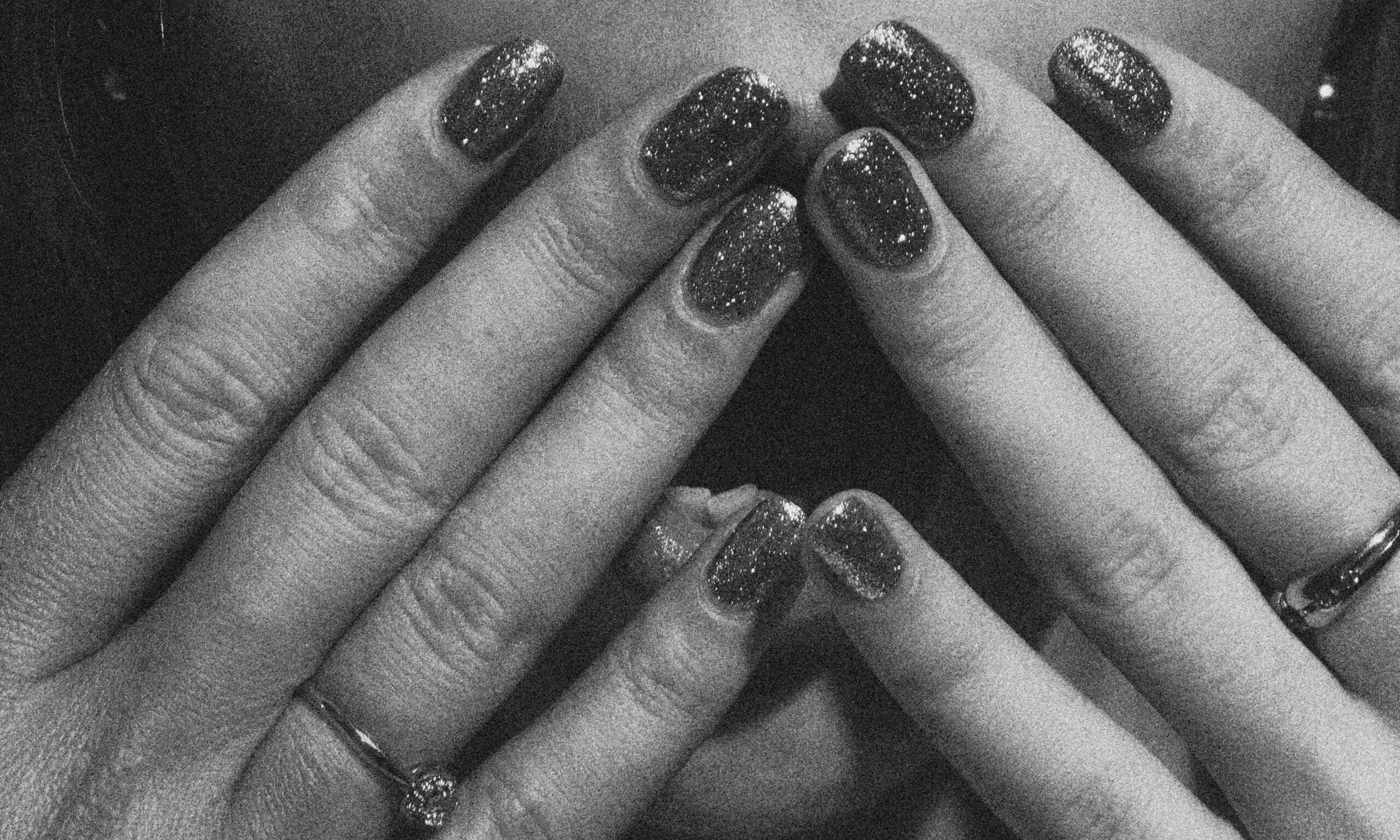 black and white image of press on nails