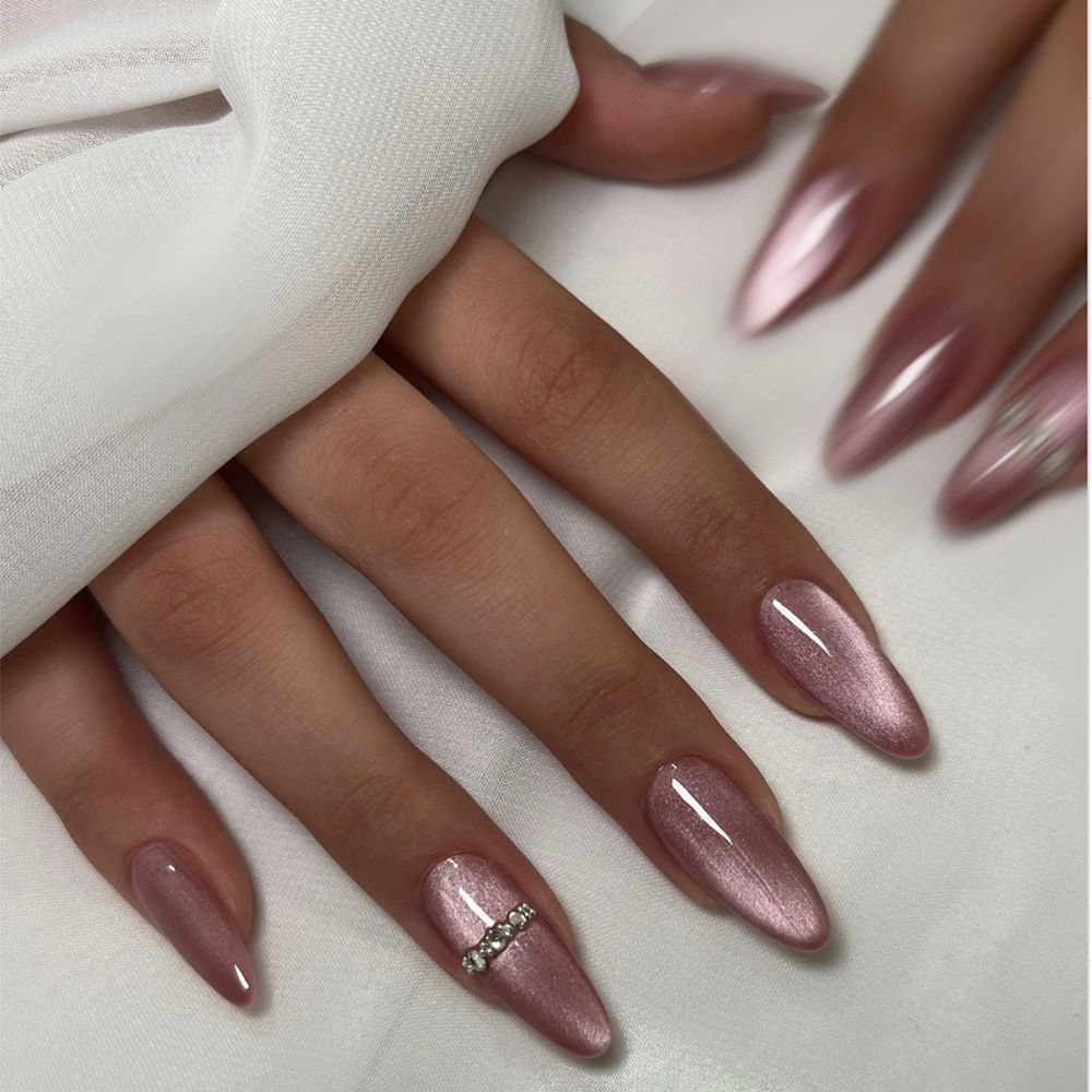 Bejeweled rosé manicure