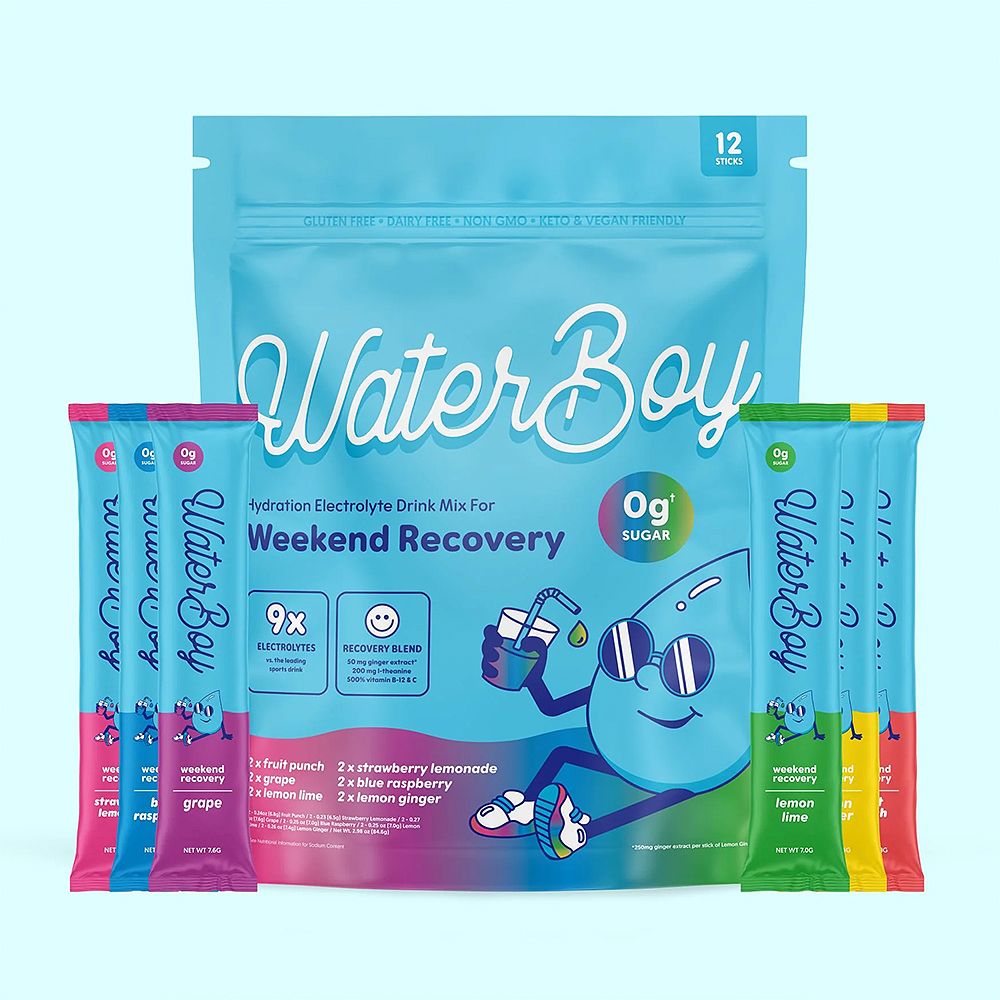 WaterBoy Hydration + Weekend Recovery Sample Pack ($30 for 12 packets)