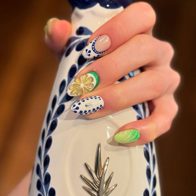 15 Nail Designs to Match Your Mani to Your Favourite Cocktail | Beauty 2 tequila and lime nails
