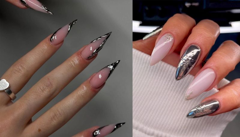 icicle nails silver chrome