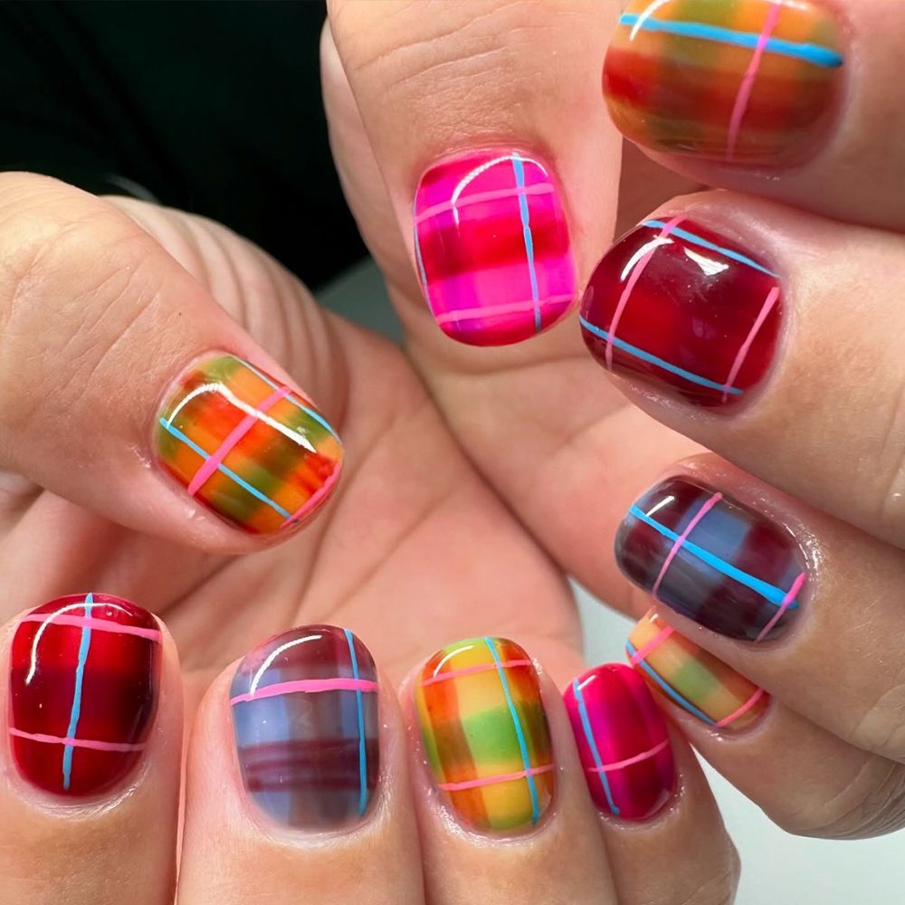 Plaid Jelly Nails