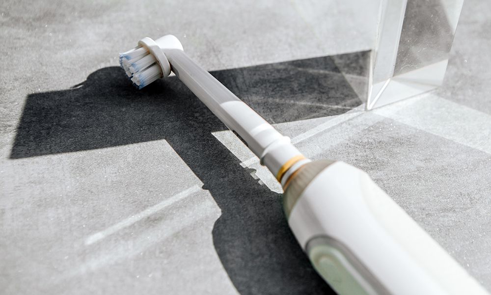 electric tooth brush with space for copy.