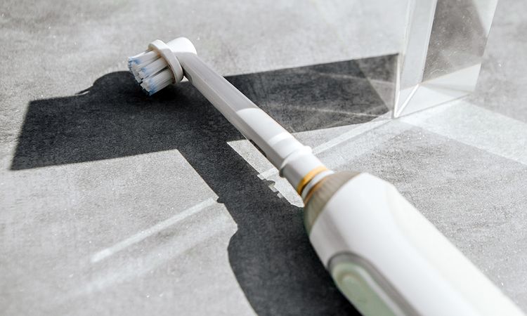 electric tooth brush with space for copy.