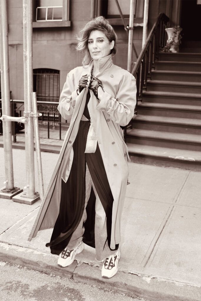 jennifer esposito outdoors trenchcoat