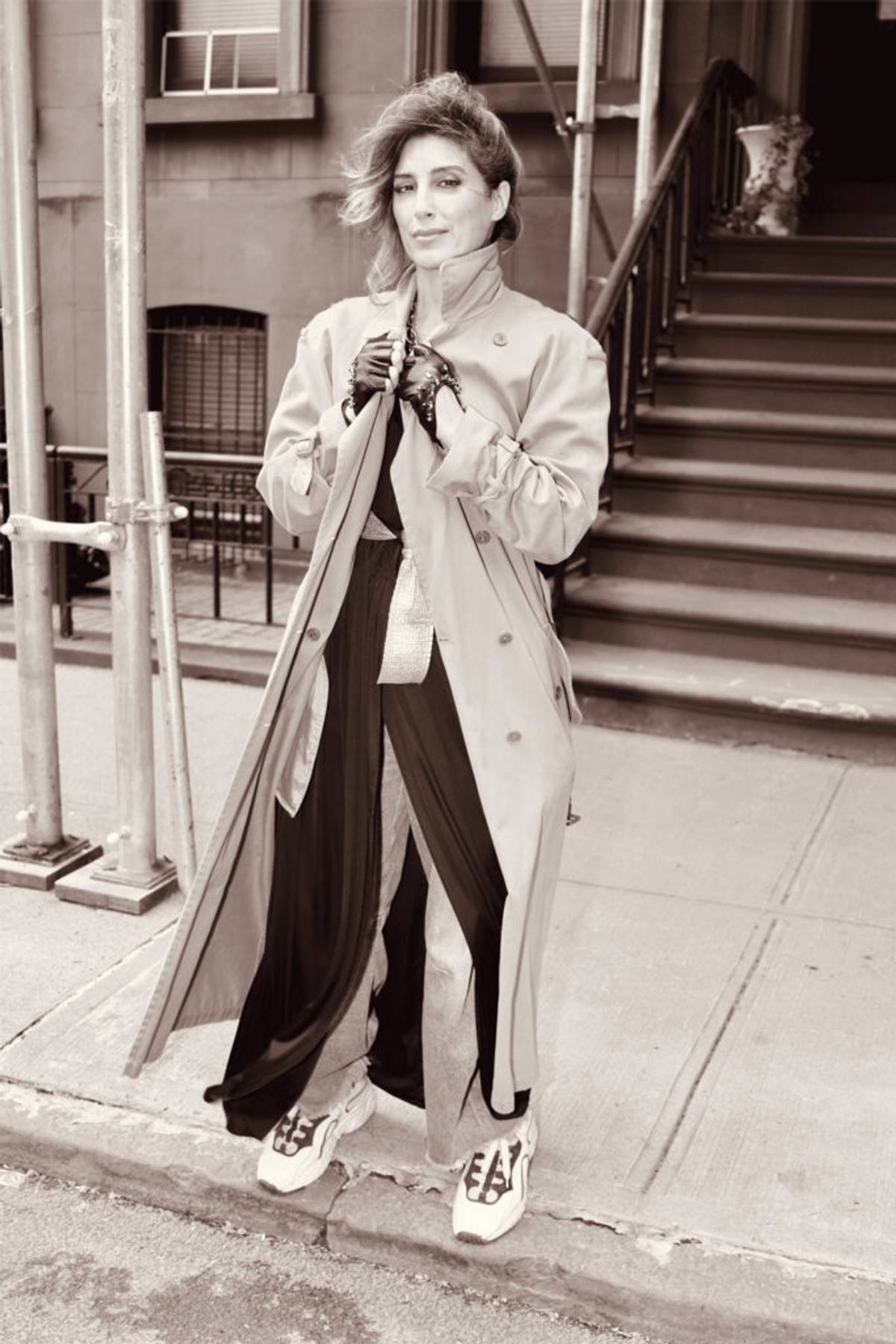 jennifer esposito outdoors trenchcoat