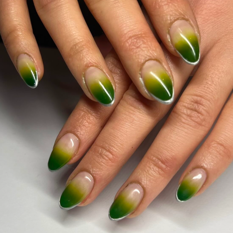Green Ombré With Silver Accents