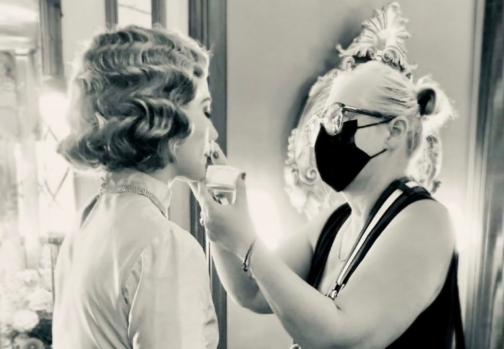 Heba Thorisdottir and Margot Robbie on the set of Babylon