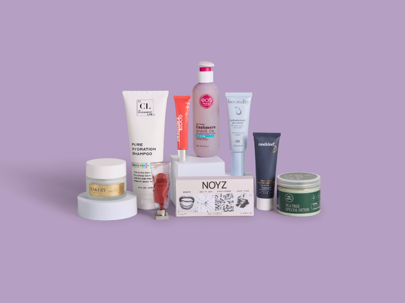 newbeauty testtube box with products and magazine displayed