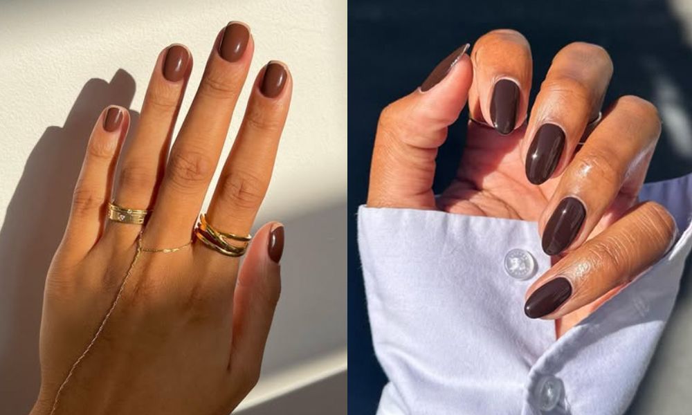 side by side images of hot chocolate manicures