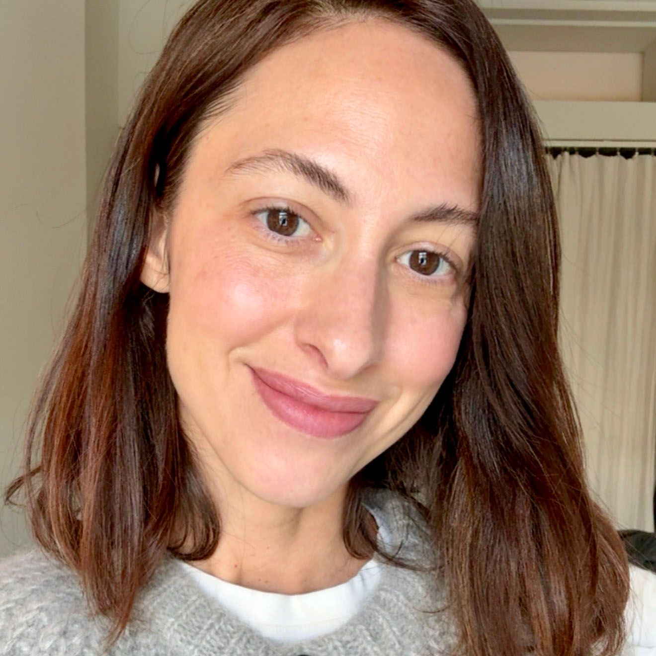 Wearing MERIT Beauty Signature Lip Blush in Archival