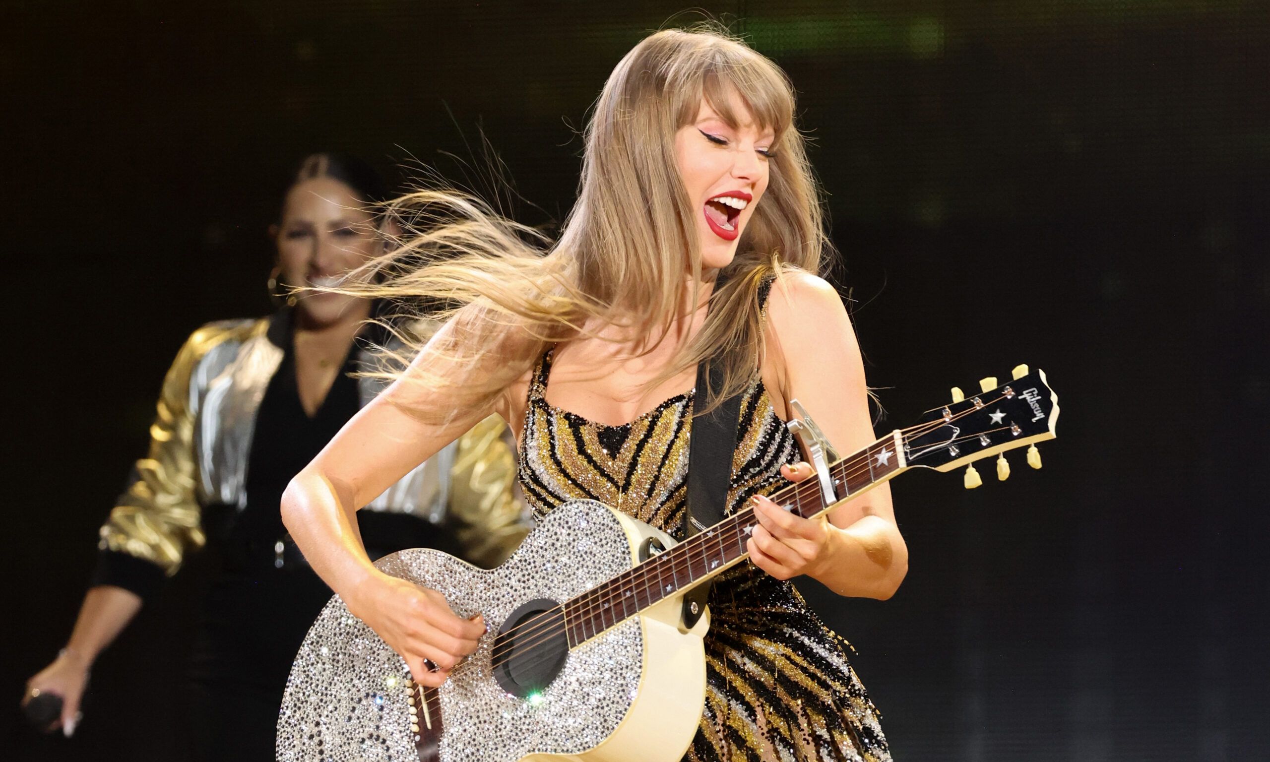 Taylor Swift performs onstage during "Taylor Swift | The Eras Tour" at Lucas Oil Stadium on November 01, 2024 in Indianapolis, Indiana.