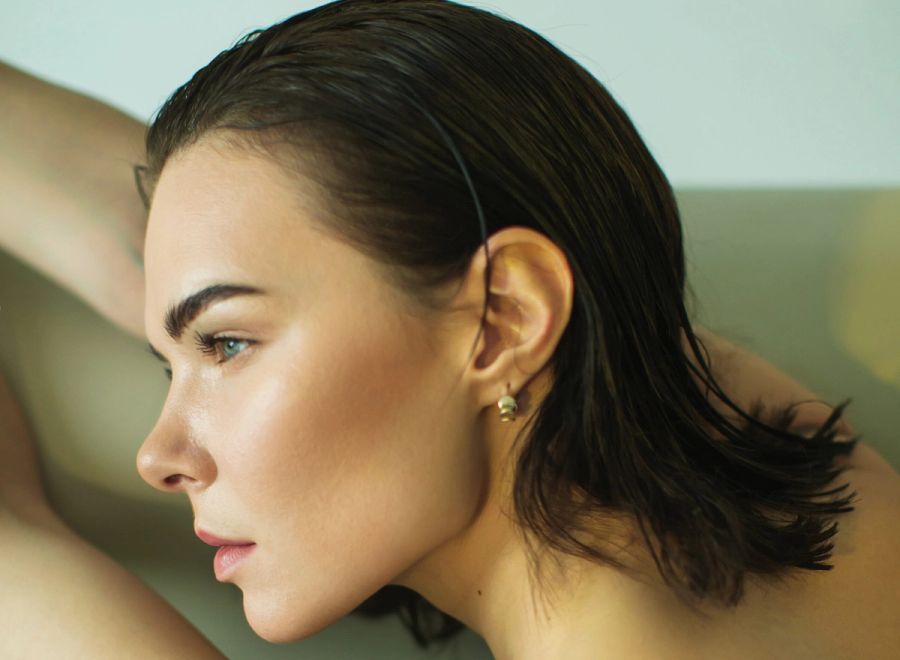 side profile of woman with brown