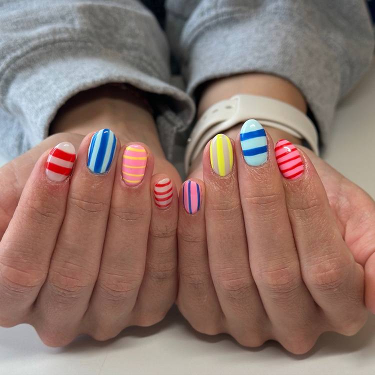 Multi-Colored Towel Nails