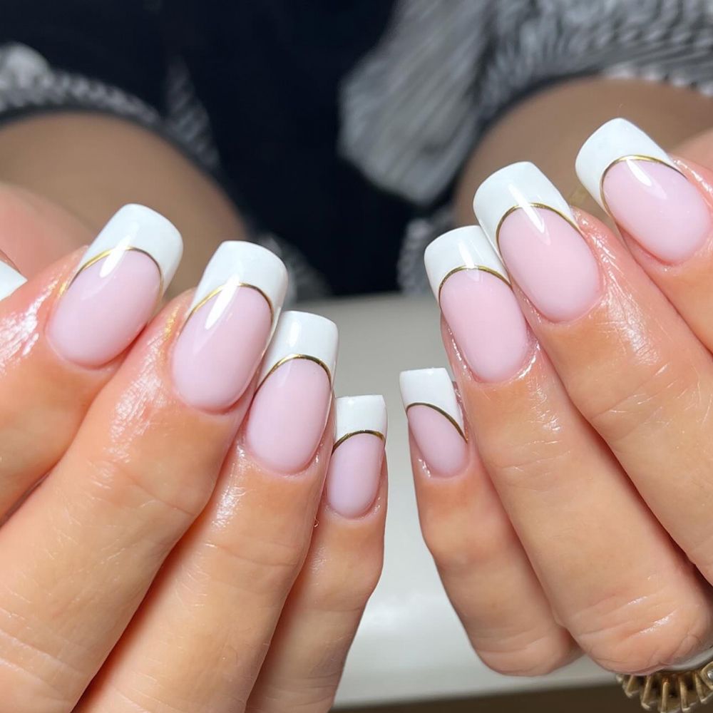 Gold-Lined Square French Tips