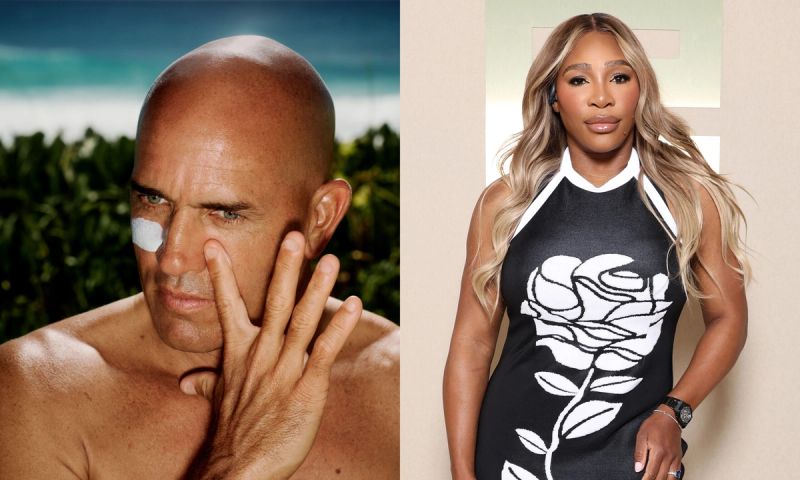 Side by side images of Kelly Slater and Serena Willams