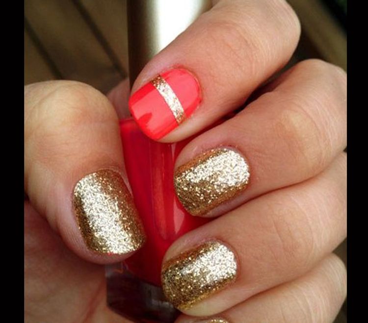 Golden Glitter With a Pop of Color