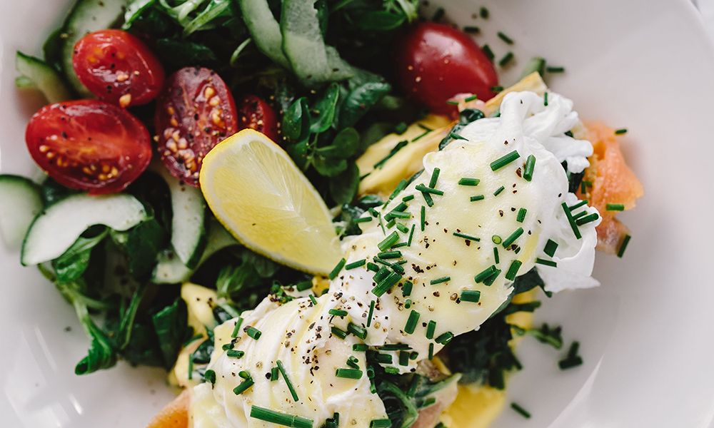 eggs and vegetables on a plate