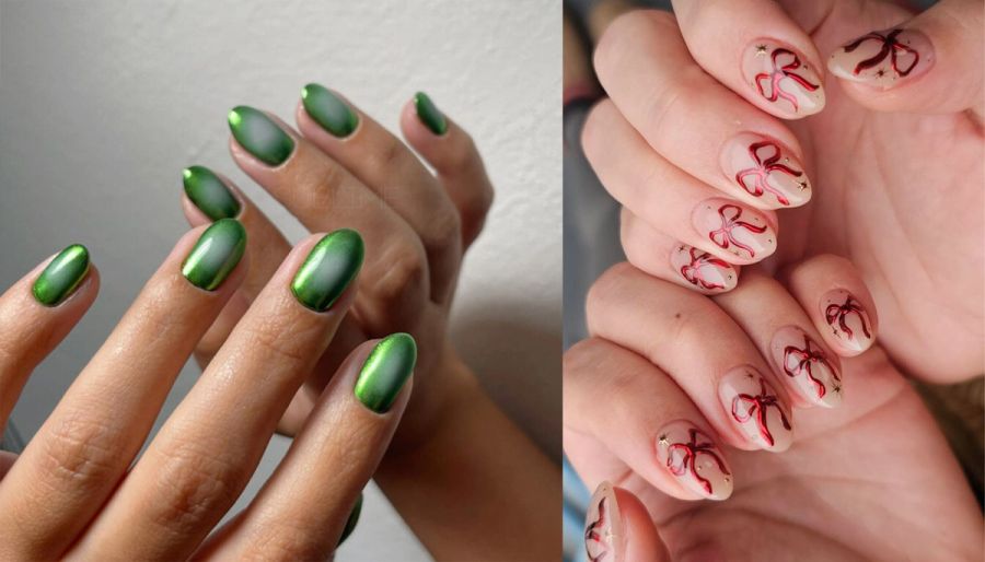 Christmas chrome nails