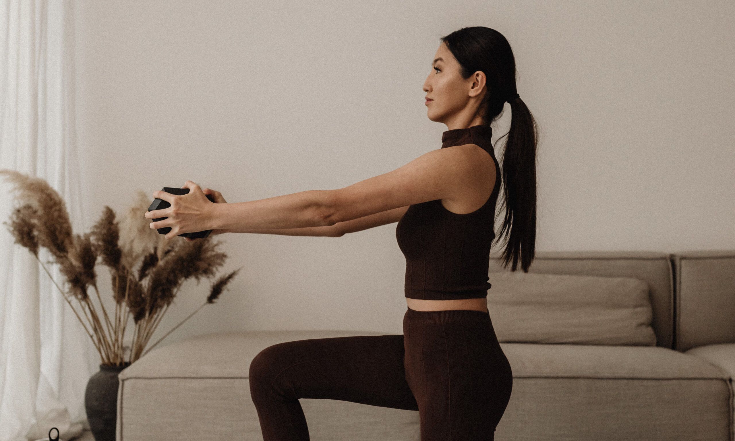 woman working out at home