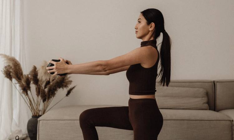 woman working out at home