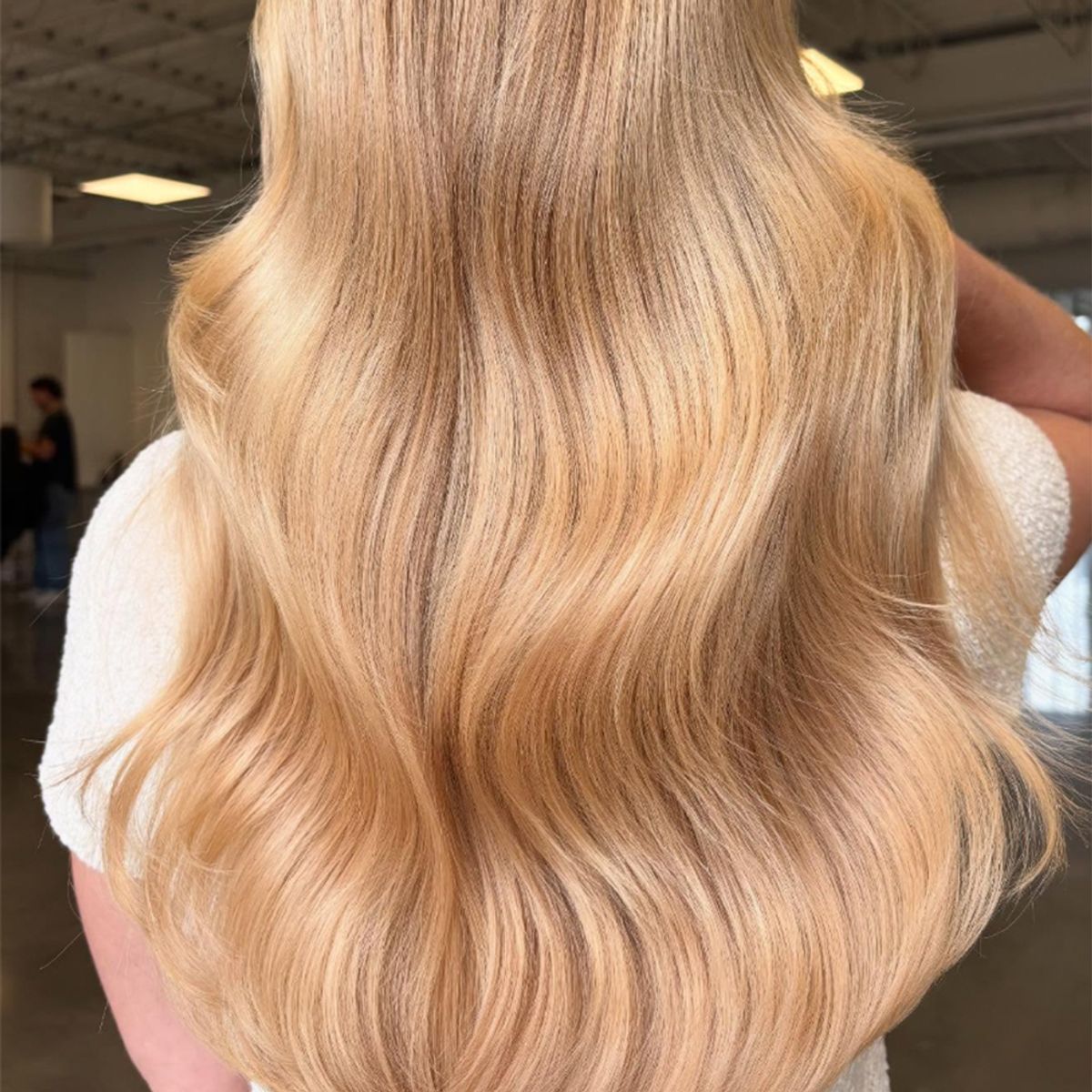 Apricot glazed blonde hair