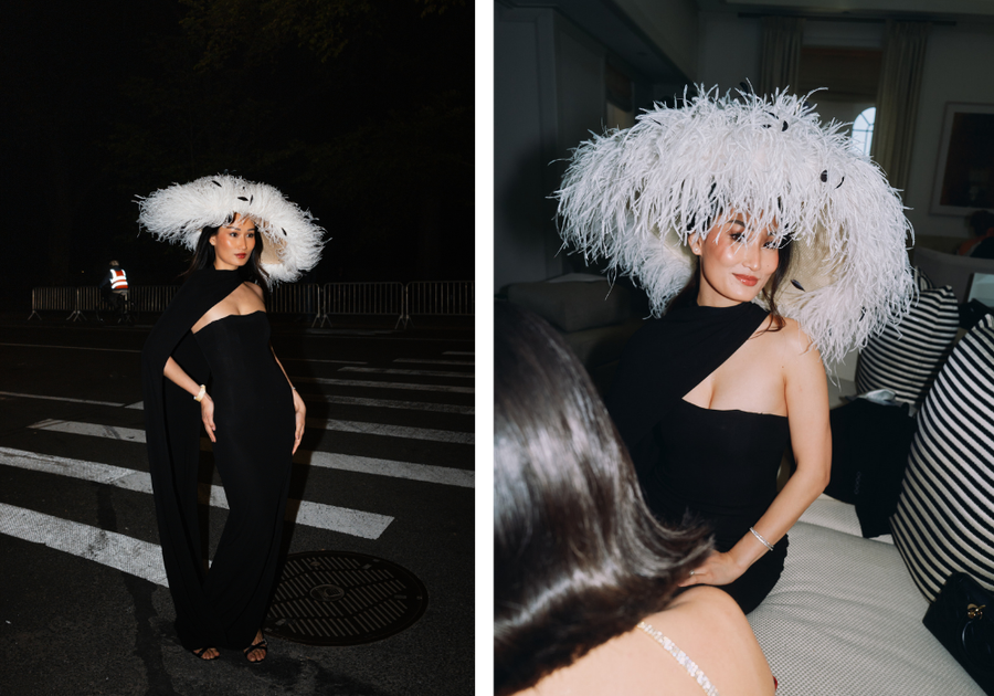 Isabel Tan attending Met Gala 2026 at The Mark Hotel during a private Instagram watch party
