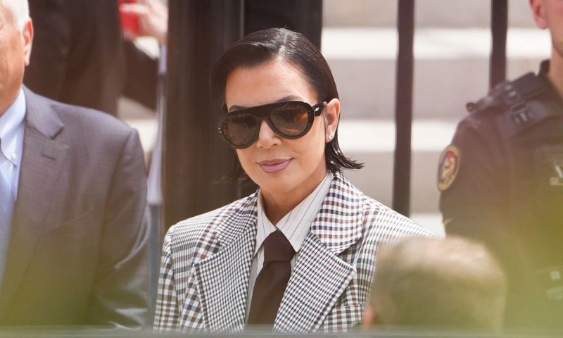 Kris Jenner arrives at the Palais de Justice, on May 13, 2025 in Paris, France.