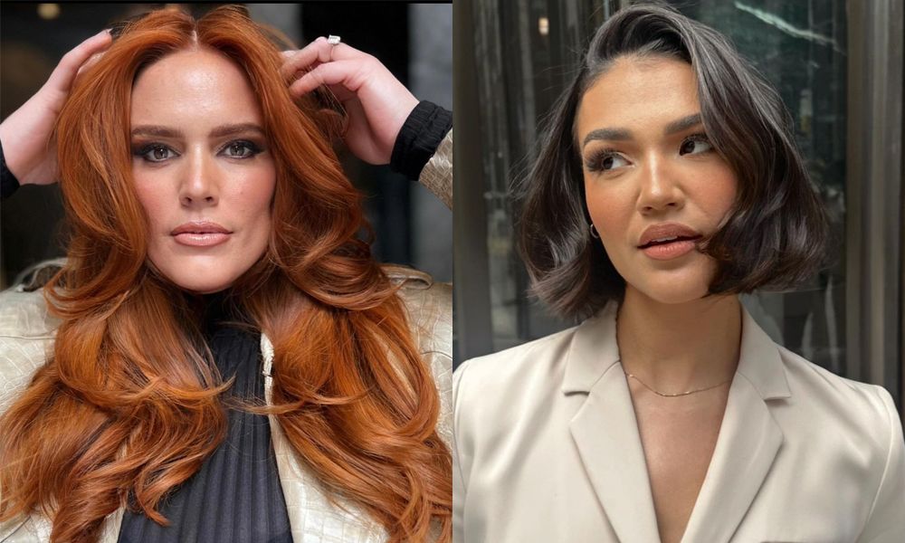 side by side images of women with layered haircut styles