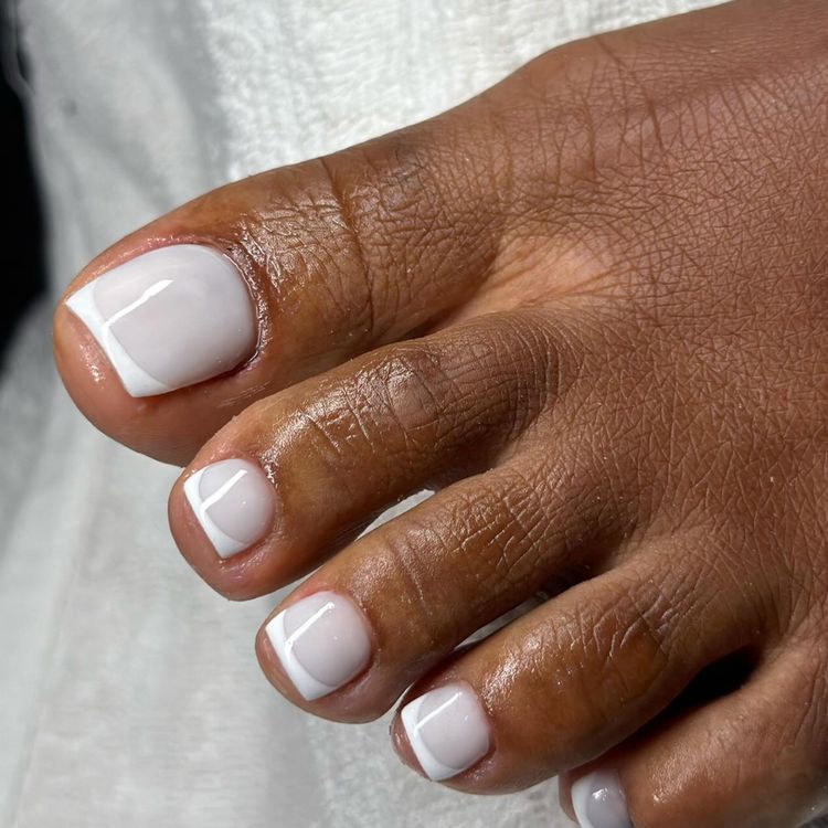 Milky French pedicure