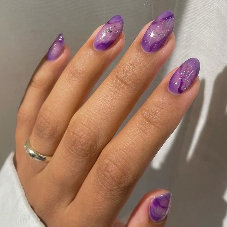 Purple Marble Nails