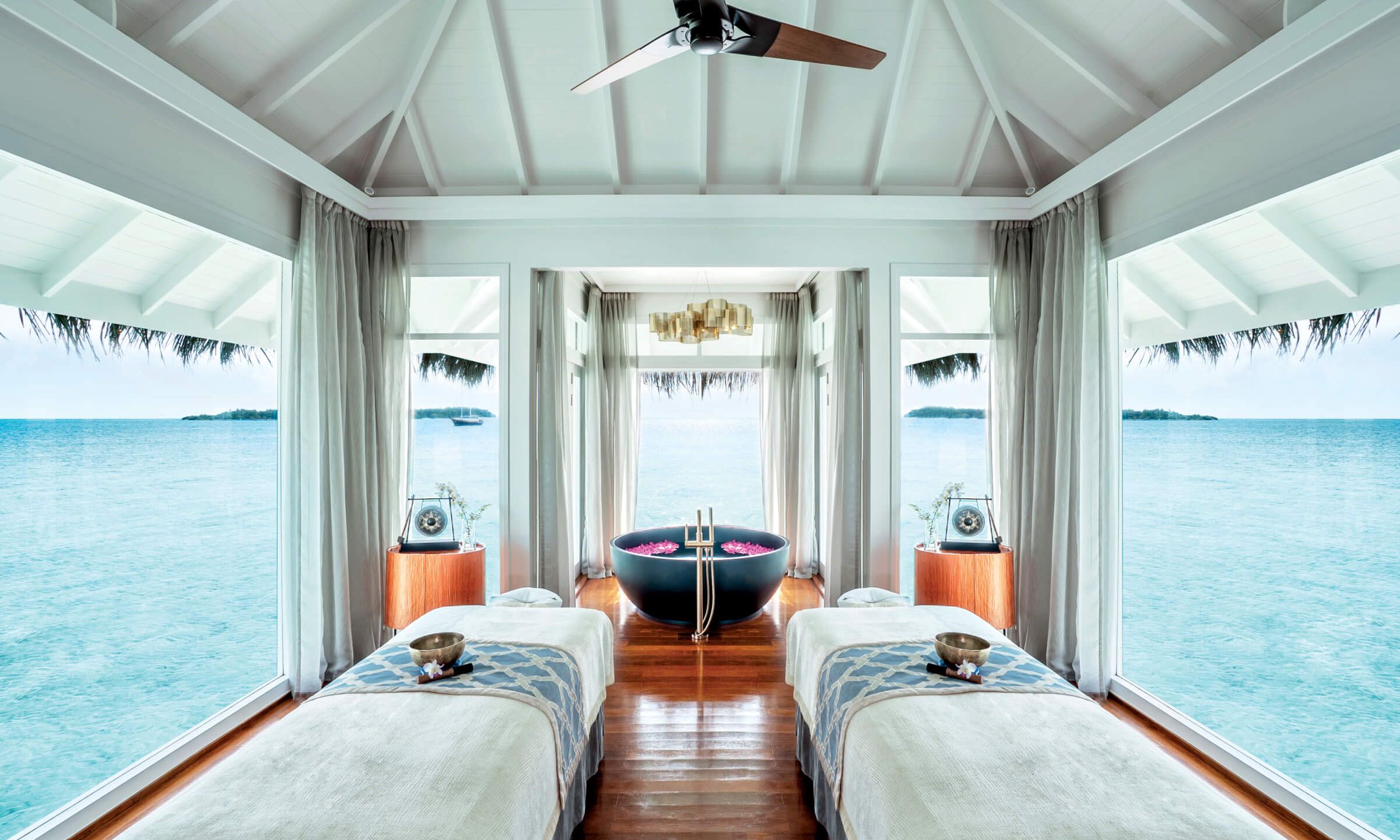 Image of spa room surrounded by ocean