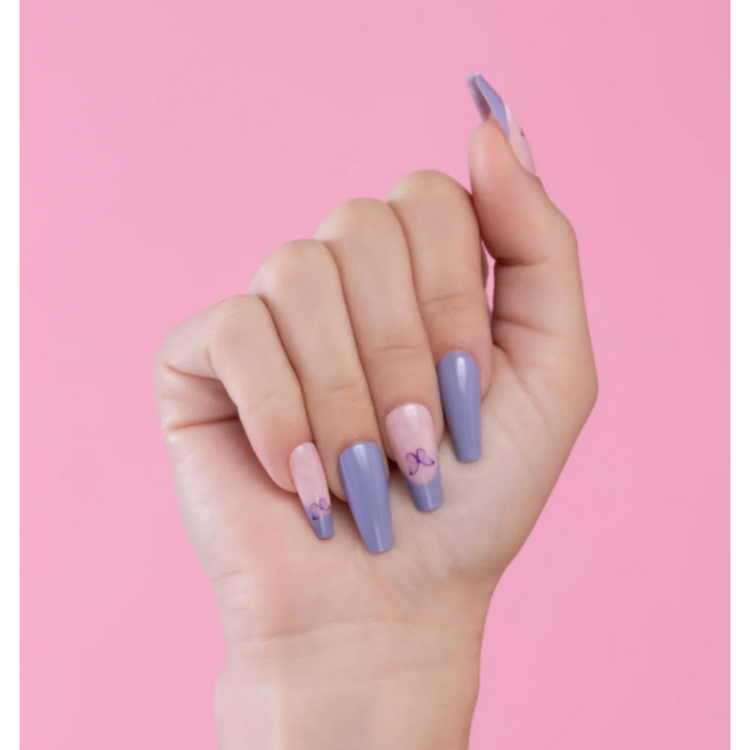 Paintlab Lavender Butterfly (Coffin) Press-on Nails ($10)