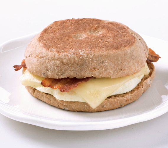 Reduced-fat Turkey Bacon, Egg White and White Cheddar Breakfast Sandwich