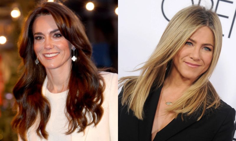 side by side images of Catherine, Princess of Wales and Jennifer Aniston