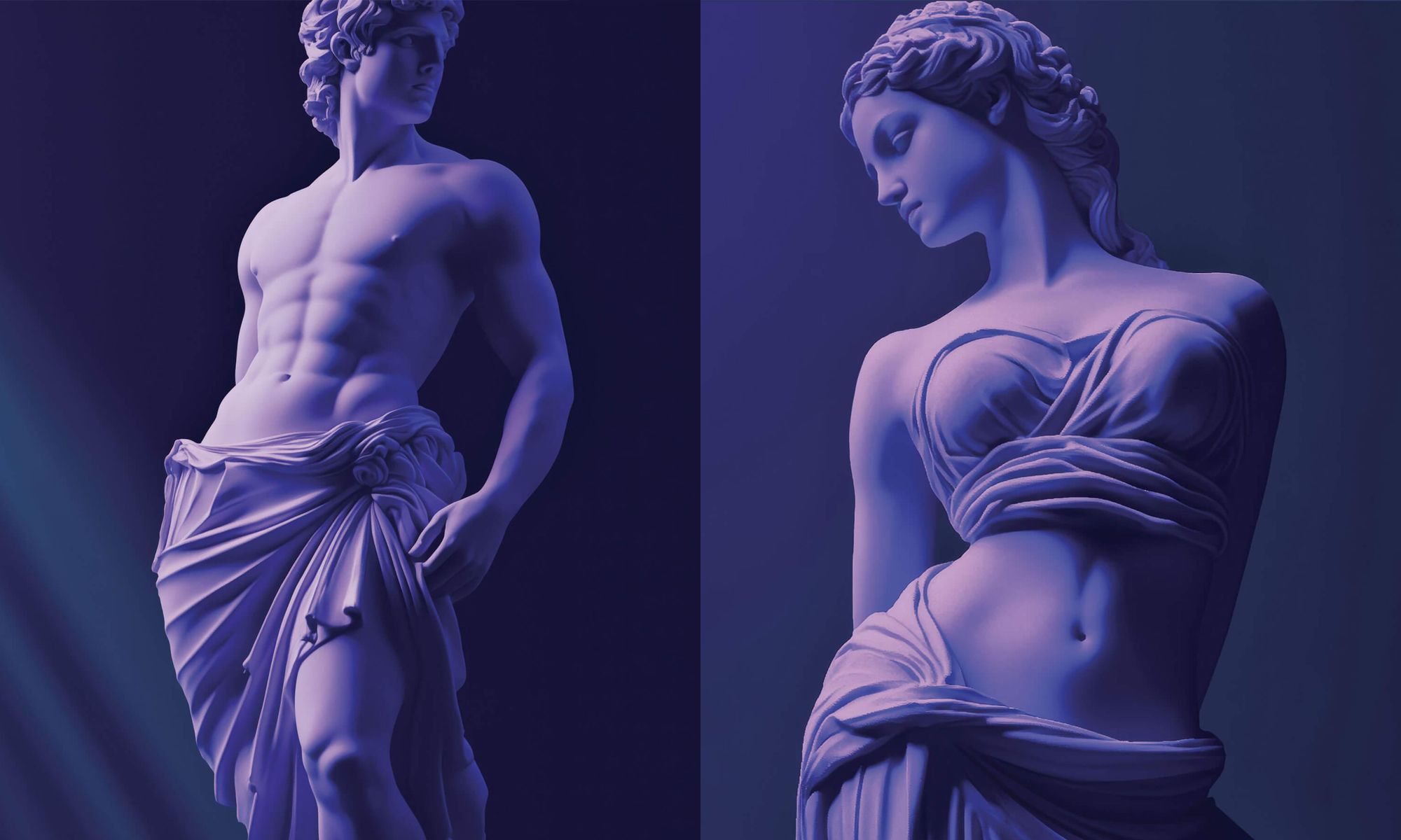 AI greek sculptures man and woman