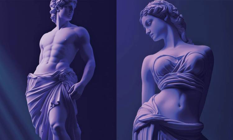 AI greek sculptures man and woman
