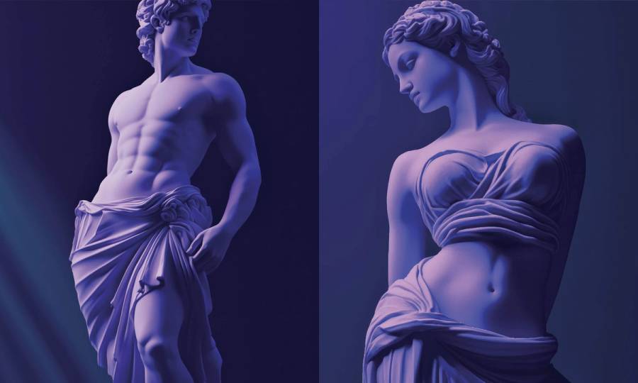 AI greek sculptures man and woman