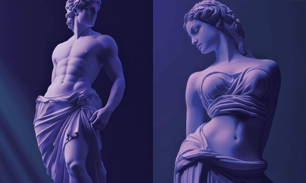 AI greek sculptures man and woman