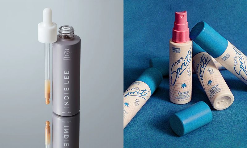 Indie Lee and Vacation sunscreens