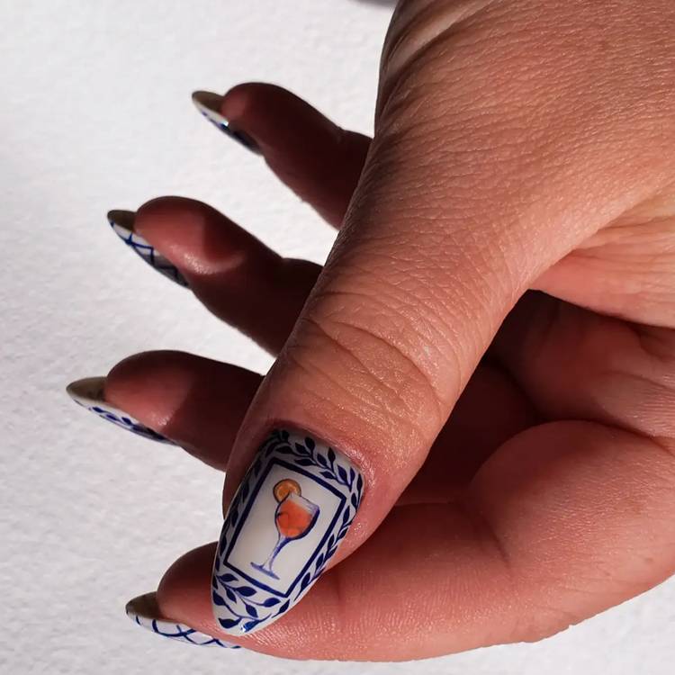 aperol spritz nails