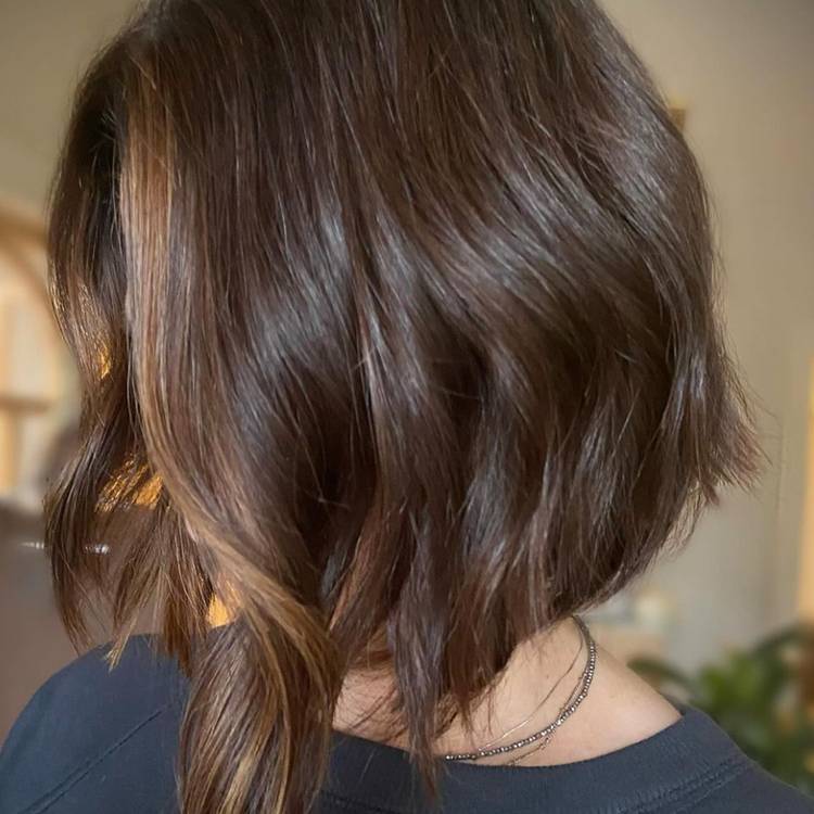 Brunette asymmetrical bob
