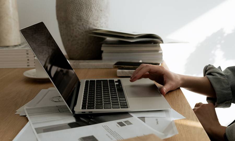 laptop at a desk