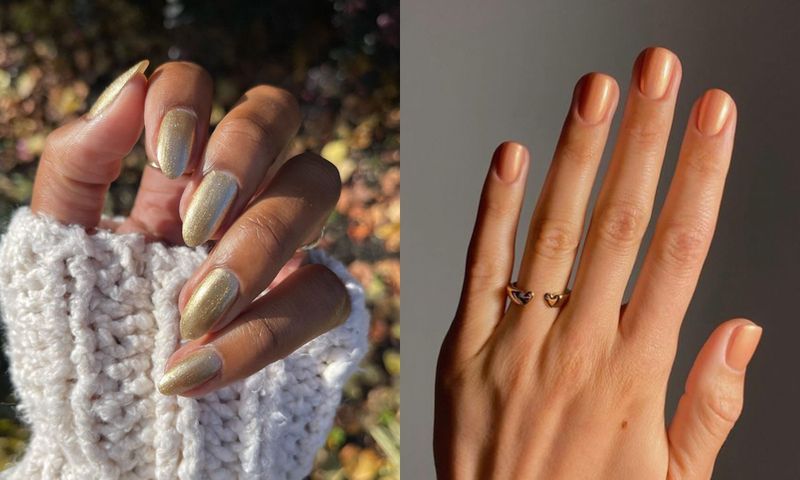 side by side image of citrine nails