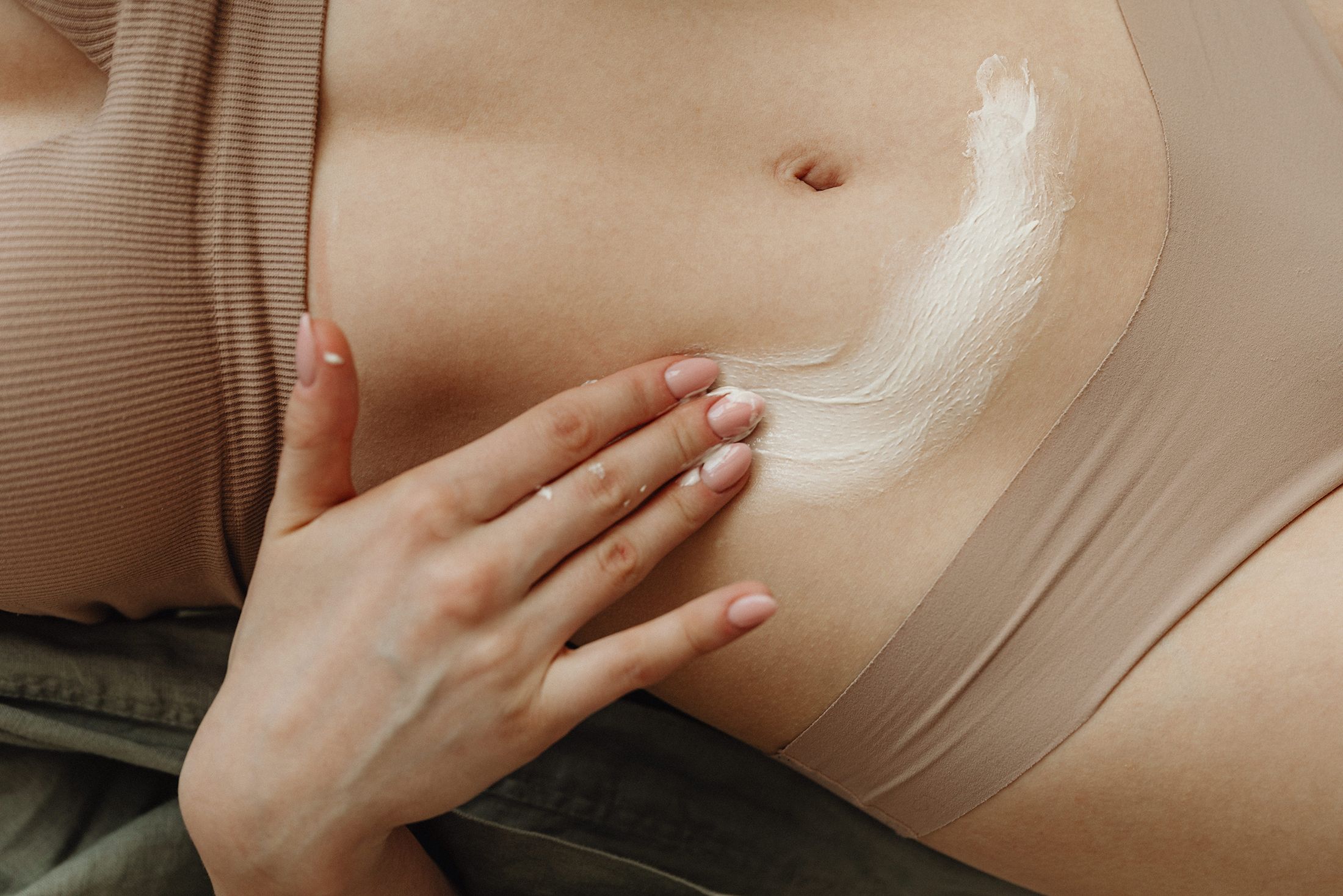 body lotion on stomach