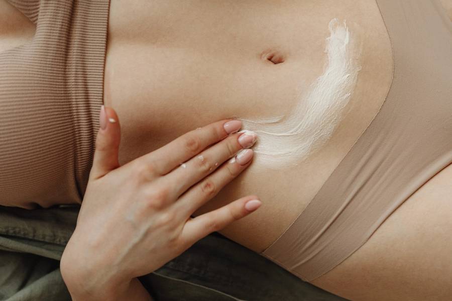 body lotion on stomach