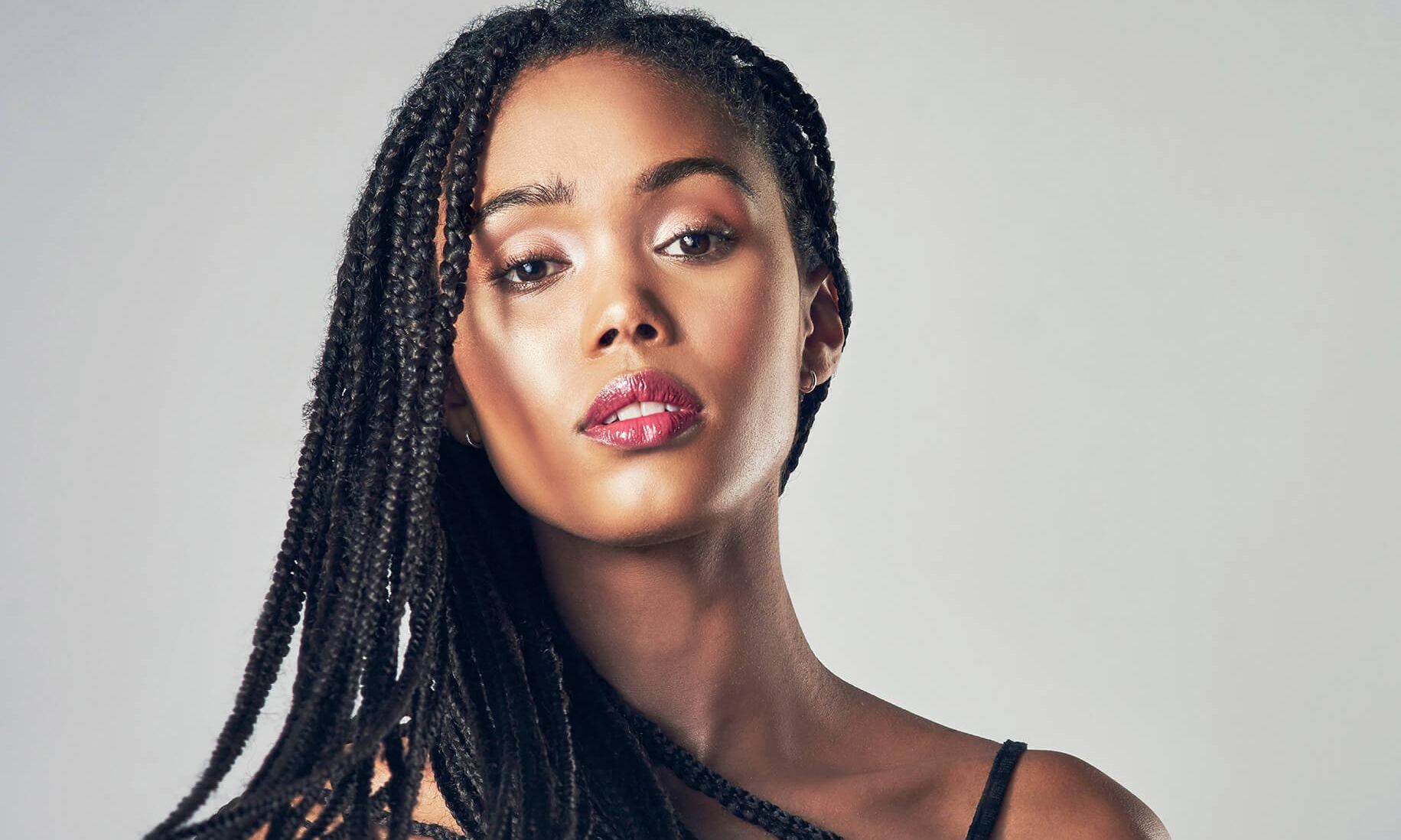 Woman with braided hairstyle