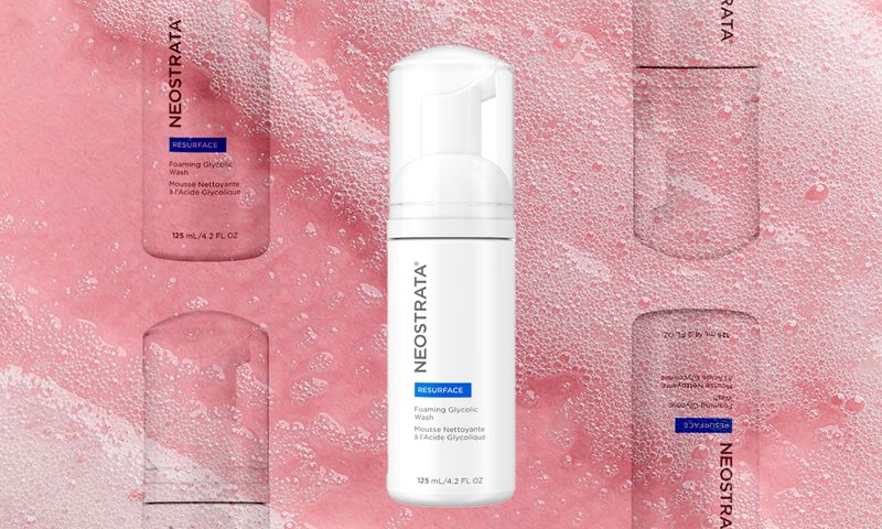 neostrata face wash on foam background